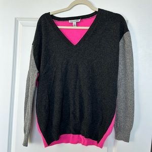 autumn cashmere color block v neck sweater
